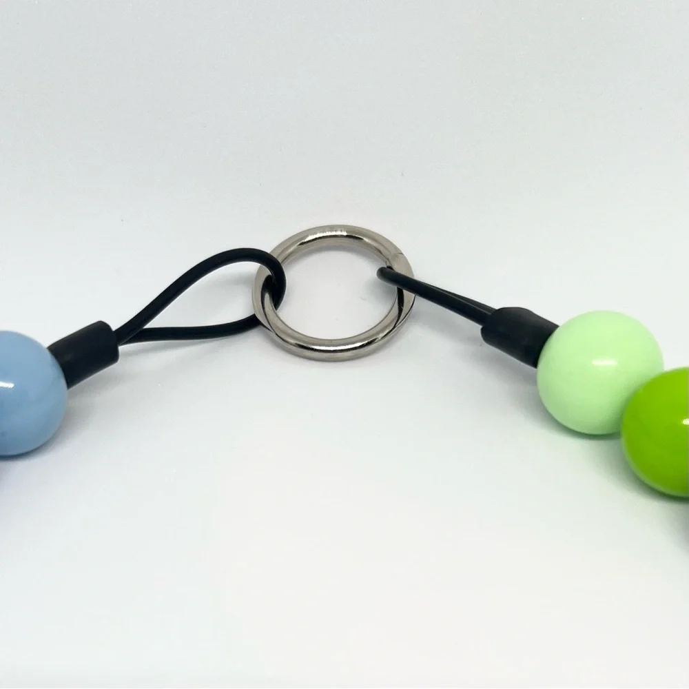 Blue Green Teal Gradient Beaded Dog Collar Necklace Size Medium - 16 inches